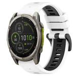 For Garmin Fenix 8 MIP 51mm Sports Two-Color 26mm Silicone Watch Band(White+Black)