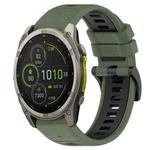 For Garmin Fenix 8 MIP 51mm Sports Two-Color 26mm Silicone Watch Band(Olive Green+Black)