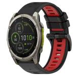 For Garmin Fenix 8 MIP 51mm Sports Two-Color 26mm Silicone Watch Band(Black+Red)