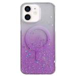 For iPhone 12 Glitter MagSafe Hybrid Clear TPU Phone Case(Purple)