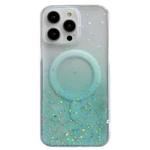 For iPhone 15 Glitter MagSafe Hybrid Clear TPU Phone Case(Green)