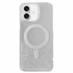 For iPhone 16 Glitter MagSafe Hybrid Clear TPU Phone Case(White)