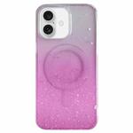 For iPhone 16 Glitter MagSafe Hybrid Clear TPU Phone Case(Pink)