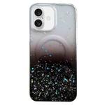For iPhone 16 Glitter MagSafe Hybrid Clear TPU Phone Case(Black)