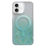 For iPhone 16 Plus Glitter MagSafe Hybrid Clear TPU Phone Case(Green)