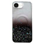 For iPhone 16e Glitter MagSafe Hybrid Clear TPU Phone Case(Black)