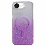 For iPhone 16e Glitter MagSafe Hybrid Clear TPU Phone Case(Purple)