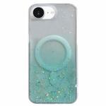 For iPhone 16e Glitter MagSafe Hybrid Clear TPU Phone Case(Green)