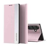 For Samsung Galaxy M34 5G Side Electroplated Adsorption Leather Phone Case(Pink)