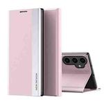 For Samsung Galaxy S23 FE 5G Side Electroplated Adsorption Leather Phone Case(Pink)