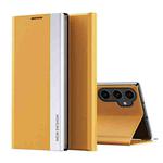 For Samsung Galaxy S23 FE 5G Side Electroplated Adsorption Leather Phone Case(Yellow)