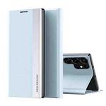 For Samsung Galaxy S24 Ultra 5G Side Electroplated Adsorption Leather Phone Case(Light Blue)