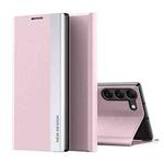 For Samsung Galaxy S24+ 5G Side Electroplated Adsorption Leather Phone Case(Pink)