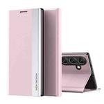 For Samsung Galaxy S24 FE 5G Side Electroplated Adsorption Leather Phone Case(Pink)