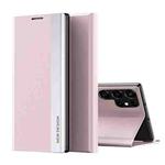 For Samsung Galaxy S25 Ultra 5G Side Electroplated Adsorption Leather Phone Case(Pink)
