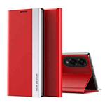 For Samsung Galaxy S25 Edge 5G Side Electroplated Adsorption Leather Phone Case(Red)