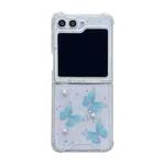 For Samsung Galaxy Z Flip5 Butterfly Glitter TPU Phone Case(Light Blue)