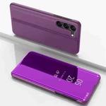 For Samsung Galaxy A15 Plated Mirror Horizontal Flip Leather Phone Case with Holder(Purple)