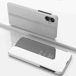 For Samsung Galaxy A06 4G Plated Mirror Horizontal Flip Leather Phone Case with Holder(Silver)