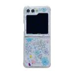 For Samsung Galaxy Z Flip5 Fresh Small Floral Epoxy TPU Phone Case(Blue Flowers 5)