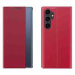 For  Samsung Galaxy S23 FE 5G Plain Texture Cloth Attraction Flip Holder Leather Phone Case(Red)