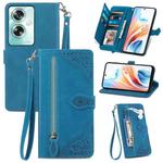 For OPPO A79 5G / A2 5G Embossed Flower Zipper Leather Phone Case(Blue)