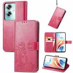 ForOPPO A79 5G / A2 5G Four-leaf Clasp Embossed Buckle Leather Phone Case(Rose Red)