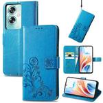 ForOPPO A79 5G / A2 5G Four-leaf Clasp Embossed Buckle Leather Phone Case(Blue)