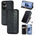 For OPPO Reno10 /10 Pro Global  Cubic Grid Pressed Magnetic Leather Phone Case(Black)