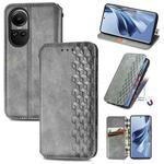 For OPPO Reno10 /10 Pro Global  Cubic Grid Pressed Magnetic Leather Phone Case(Grey)