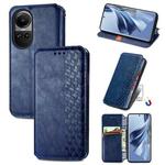 For OPPO Reno10 /10 Pro Global  Cubic Grid Pressed Magnetic Leather Phone Case(Blue)