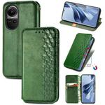 For OPPO Reno10 /10 Pro Global  Cubic Grid Pressed Magnetic Leather Phone Case(Green)