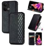 For OPPO Reno9 Pro+ Cubic Grid Pressed Magnetic Leather Phone Case(Black)