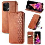 For OPPO Reno9 Pro+ Cubic Grid Pressed Magnetic Leather Phone Case(Brown)
