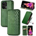 For OPPO Reno9 Pro+ Cubic Grid Pressed Magnetic Leather Phone Case(Green)