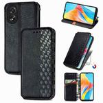 For OPPO A38 Cubic Grid Pressed Magnetic Leather Phone Case(Black)