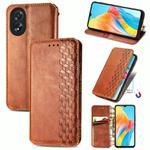 For OPPO A38 Cubic Grid Pressed Magnetic Leather Phone Case(Brown)