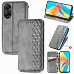 For OPPO A98 Cubic Grid Pressed Magnetic Leather Phone Case(Grey)