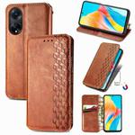 For OPPO A98 Cubic Grid Pressed Magnetic Leather Phone Case(Brown)