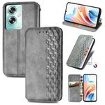 For OPPO A79 5G / A2 5G Cubic Grid Pressed Magnetic Leather Phone Case(Grey)