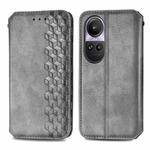 For OPPO Reno10 Pro EU Cubic Grid Pressed Magnetic Leather Phone Case(Grey)