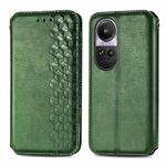 For OPPO Reno10 Pro EU Cubic Grid Pressed Magnetic Leather Phone Case(Green)