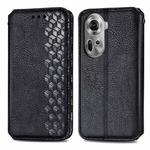 For OPPO Reno11 5G EU Cubic Grid Pressed Magnetic Leather Phone Case(Black)