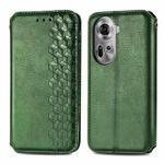 For OPPO Reno11 5G EU Cubic Grid Pressed Magnetic Leather Phone Case(Green)