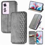 For OPPO Reno11 F 5G Cubic Grid Pressed Magnetic Leather Phone Case(Grey)