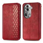 For OPPO Reno11 Pro 5G EU Cubic Grid Pressed Magnetic Leather Phone Case(Red)