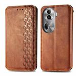 For OPPO Reno11 Pro 5G EU Cubic Grid Pressed Magnetic Leather Phone Case(Brown)