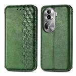 For OPPO Reno11 Pro 5G EU Cubic Grid Pressed Magnetic Leather Phone Case(Green)