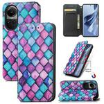 For OPPO Reno10 / 10 Pro Global CaseNeo Colorful Magnetic Leather Phone Case(Purple Scales)