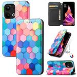 For OPPO Reno9 Pro+ CaseNeo Colorful Magnetic Leather Phone Case(Colorful Cube)